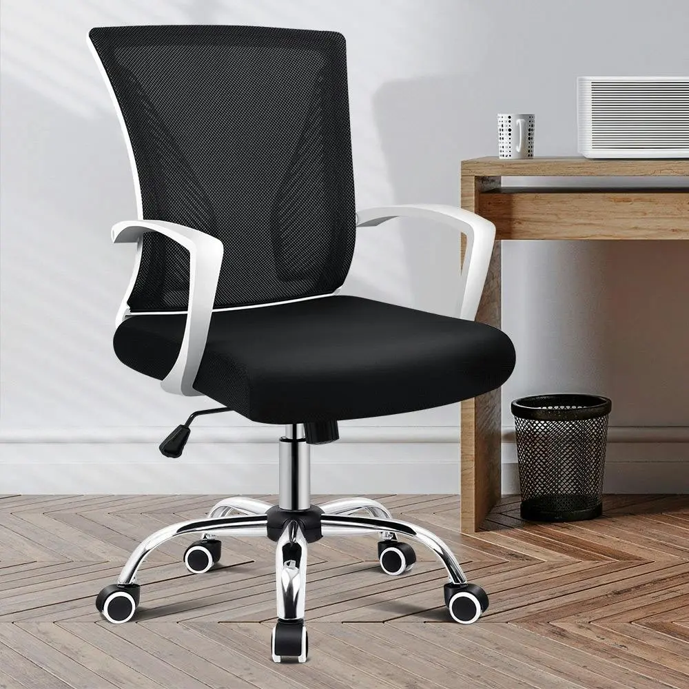 Alfordson Mid Back Tilt Mesh Office Chair Black White - Save up to 70% Off Office Furniture Specials