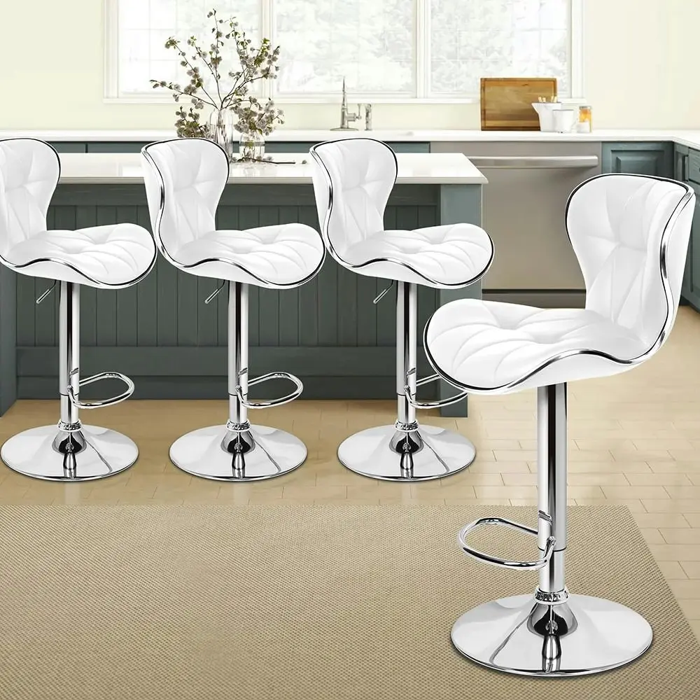Alfordson Bar Stools Triangle Motif White Luna x4 - Furniture