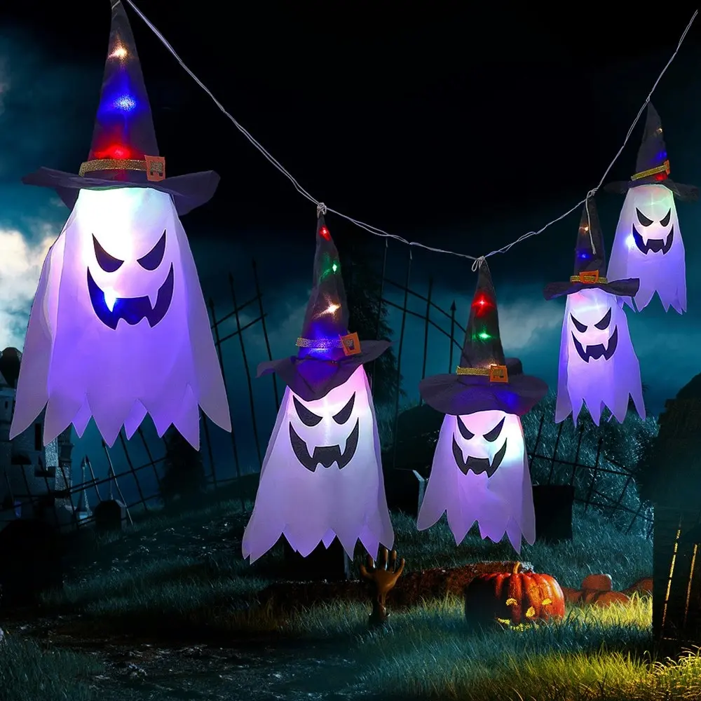 Halloween Decorations Hanging Lighted Glowing Witch Hat Decor with Lights String - Home & Garden