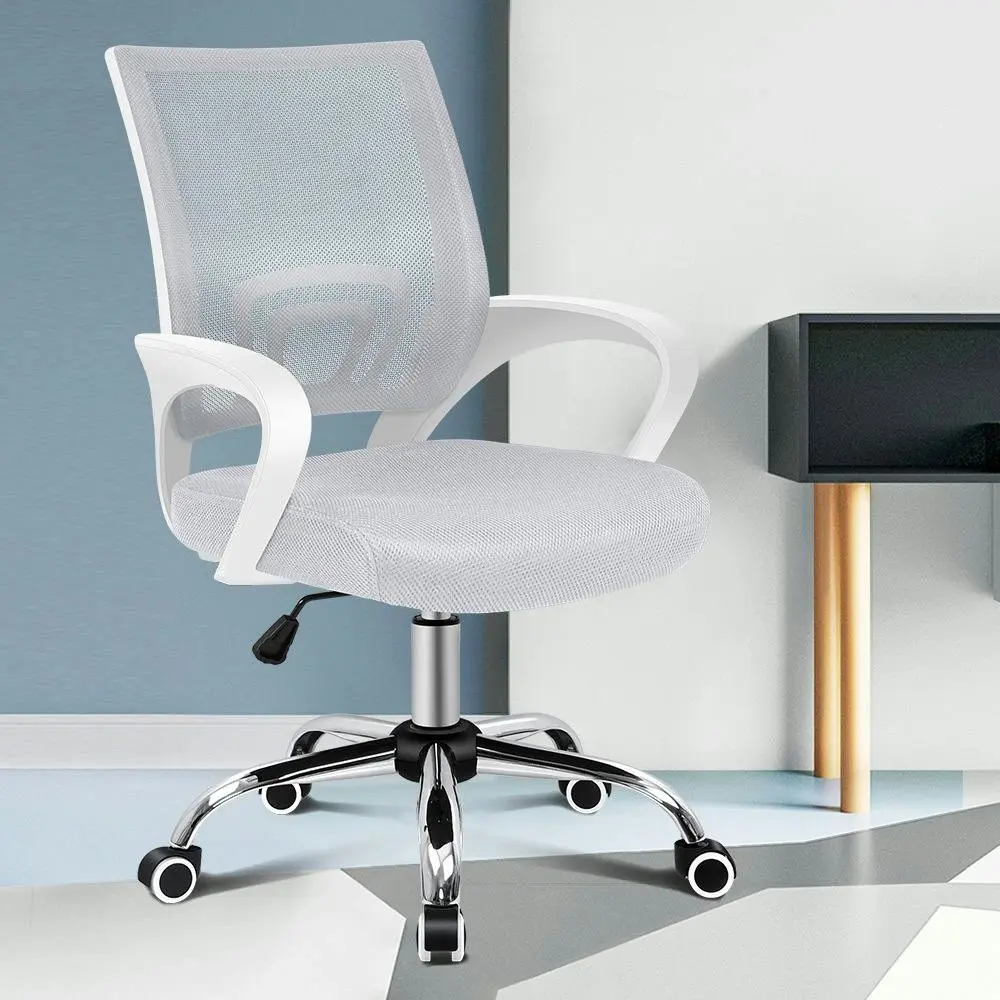 Alfordson Mid Back Mesh Office Chair White Grey - Save up to 70% Off Office Furniture Specials