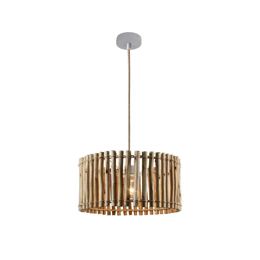 Hazelton Timber Shade Pendant Lamp Light Natural - Home & Garden