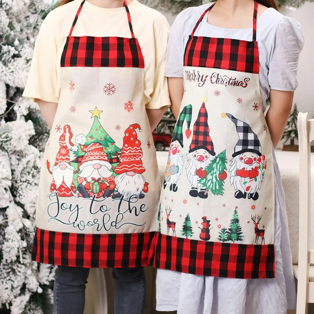 2 Pack Christmas Aprons Faceless Doll Printed Cartoon Aprons Home Kitchen Aprons - Home & Garden