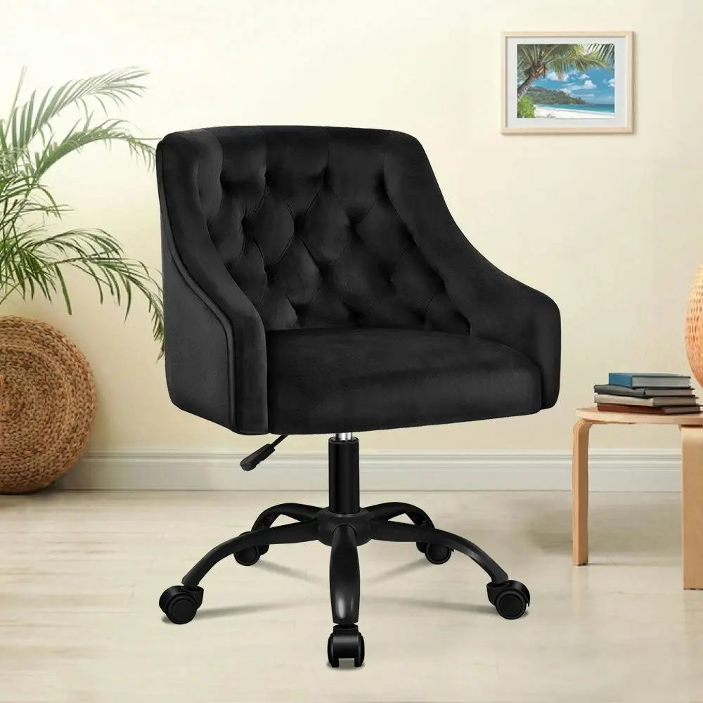Alfordson Velvet Office Chair for Work Mid Back Black - Save up to 70% Off Office Furniture Specials