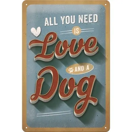 Nostalgic Art 20x30cm Medium Metal Wall Hanging Sign Love Dog Home/Office Decor - Home & Garden