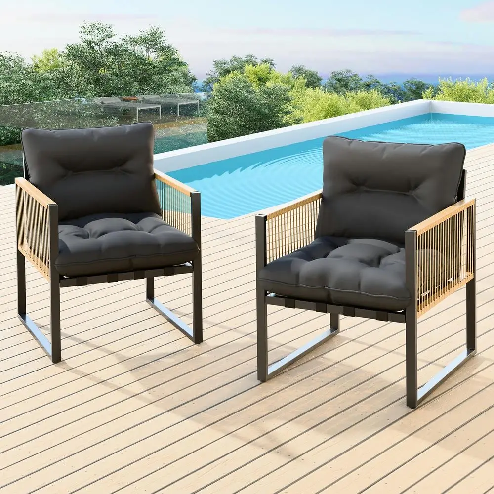 Alfordson Outdoor Furniture 2x Lounge Chairs Patio Garden Armchair Rattan Chair Grey