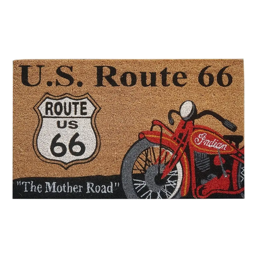 Solemate Latex Backed Coir Route 66 45x75cm Slimline Outdoor Stylish Doormat - Home & Garden