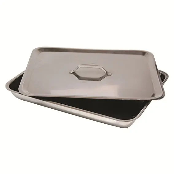Livingstone Instrument Tray 356 x 254 x 51 mm with Cover Grade 202 - Commercial