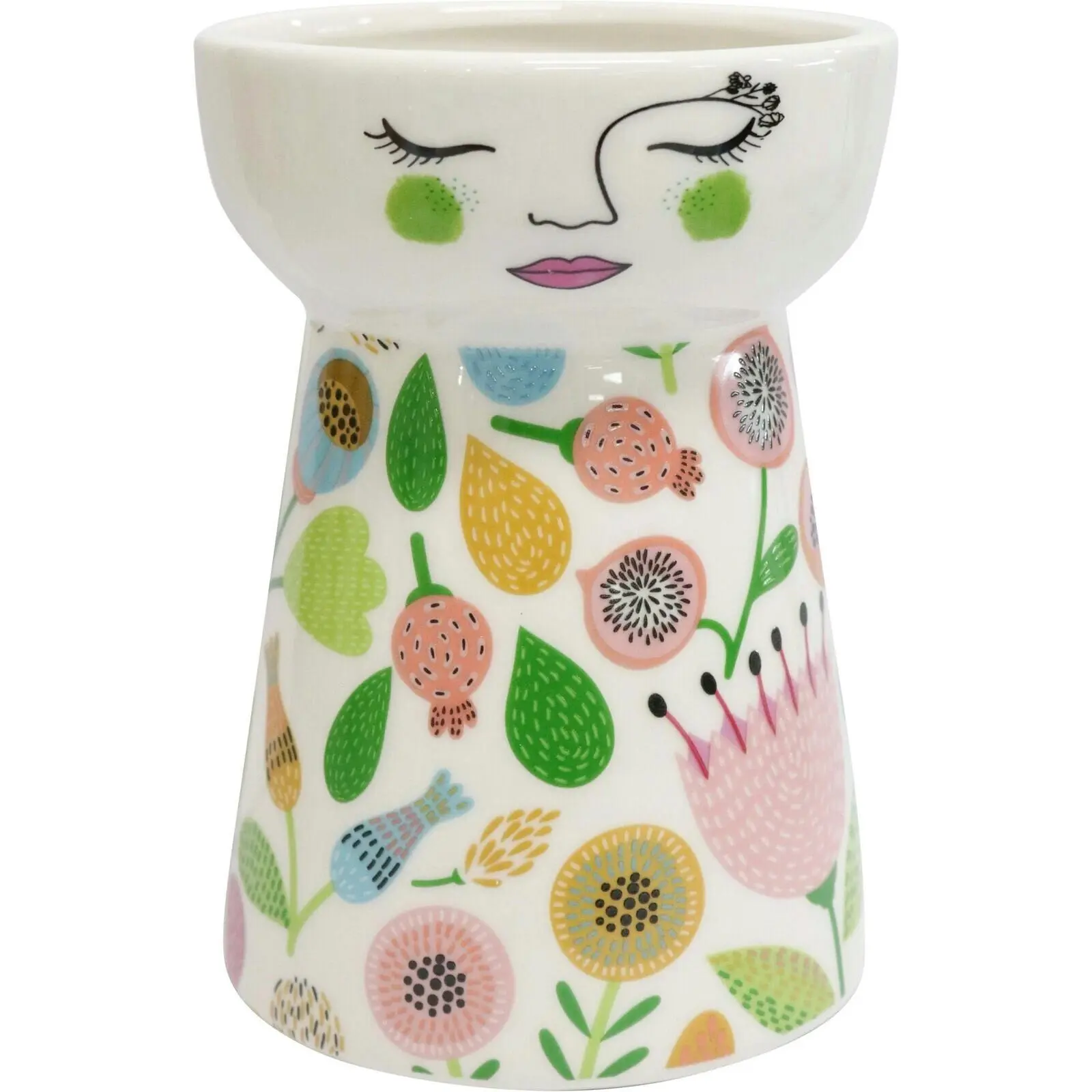LVD Ceramic Doll Vase Home/Office Tabletop Decorative Display 16cm Summertime - Home & Garden