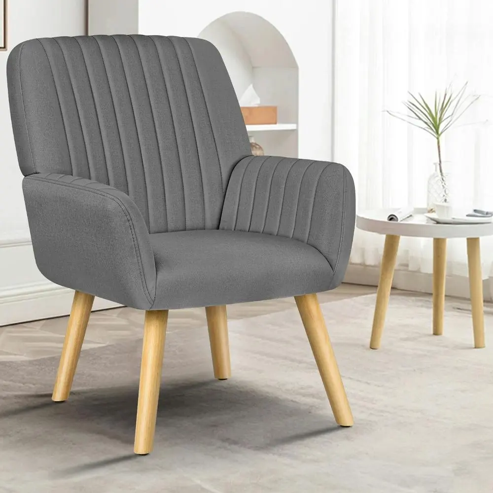 Alfordson Armchair Lounge Accent Chair Fabric Grey - Over 40% off Living Room Furniture