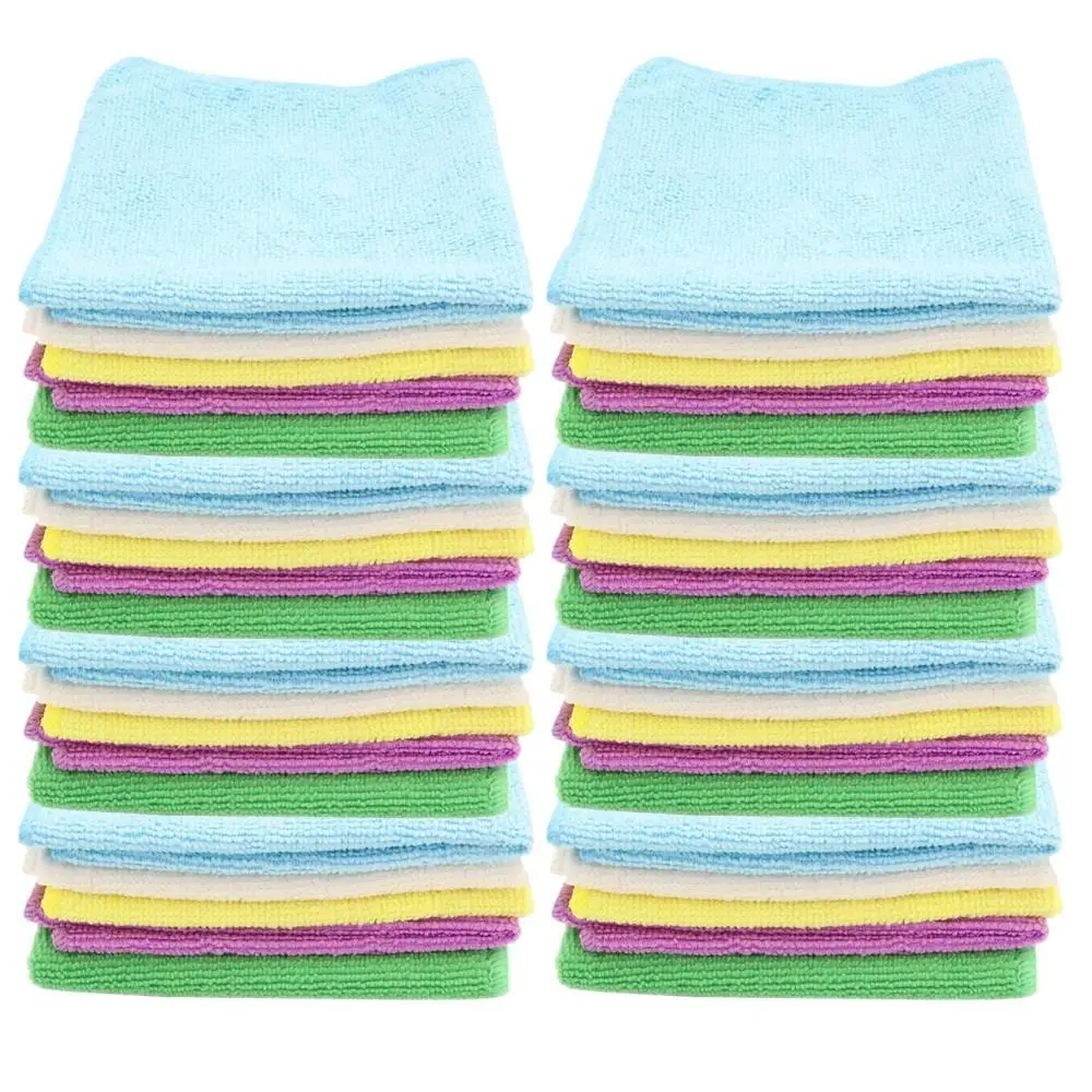 40PK White Glove 30x30cm Cleaning Microfibre Cloth Assorted Colour Towel Wash - Home & Garden