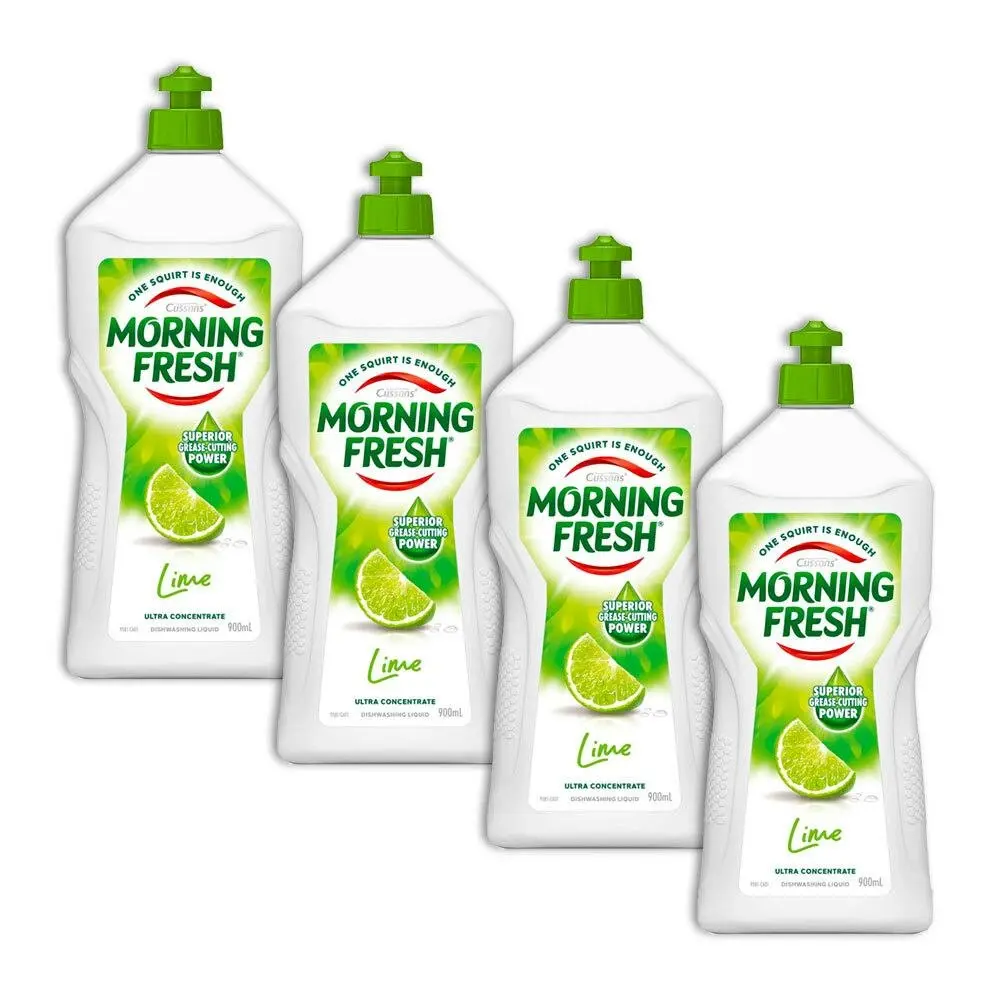 4x Morning Fresh Kitchen Dishwashing Cleaning Liquid Lime Fresh Bottle 900ml - Home & Garden
