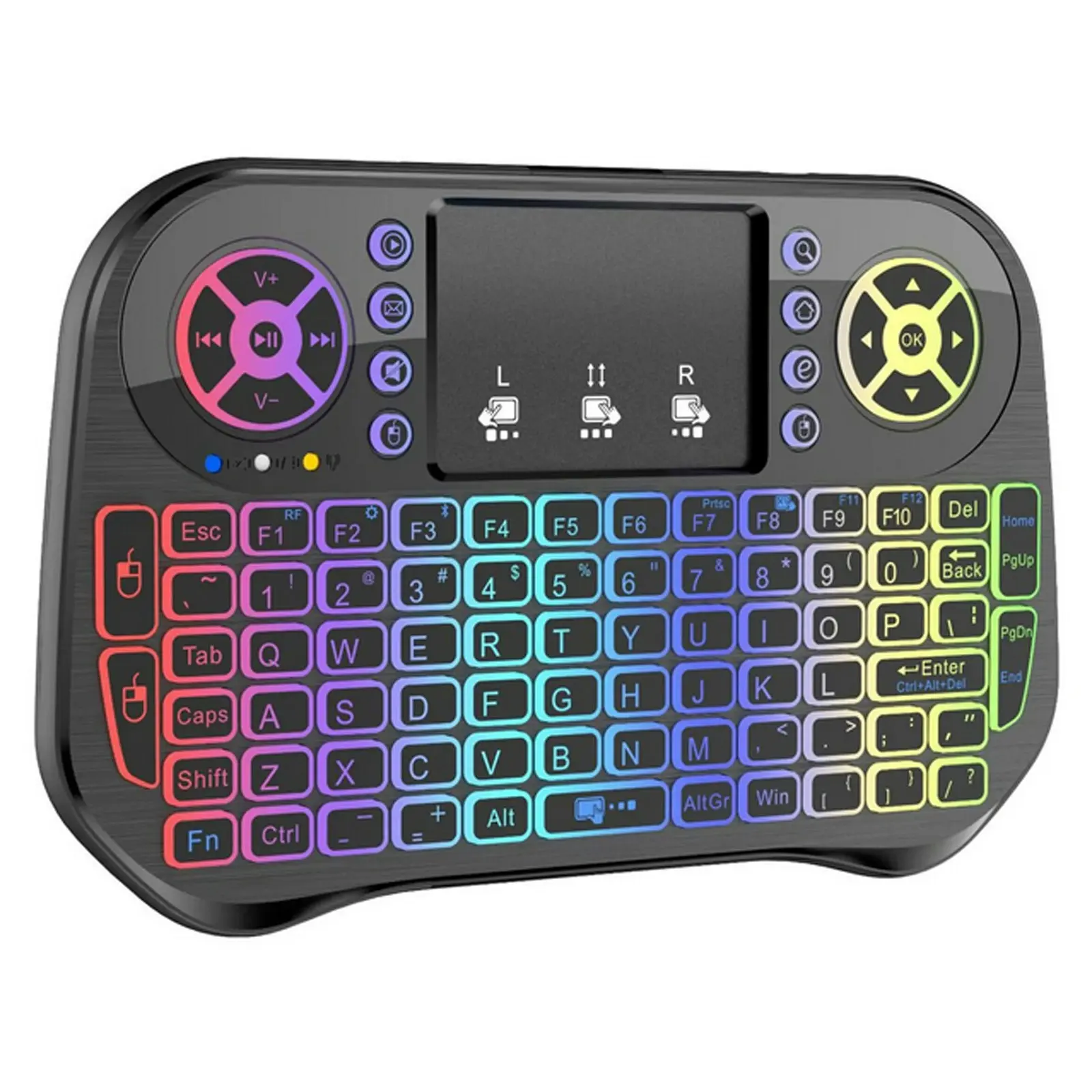TODO Bluetooth Wireless Keyboard Touchpad Presenter Rechargeable 7 Colour Led Dual Mode 2.4GHz - Electronics