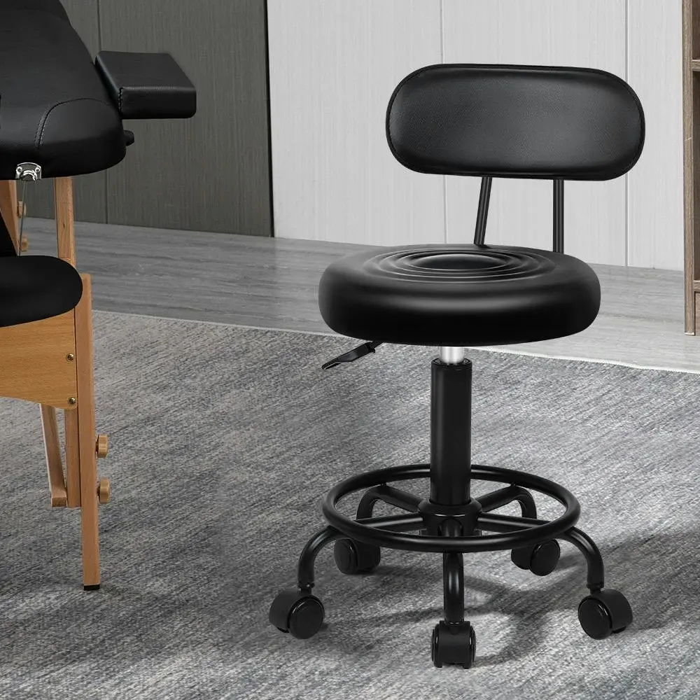 Alfordson Salon Stool Back Swivel All Black - Commercial