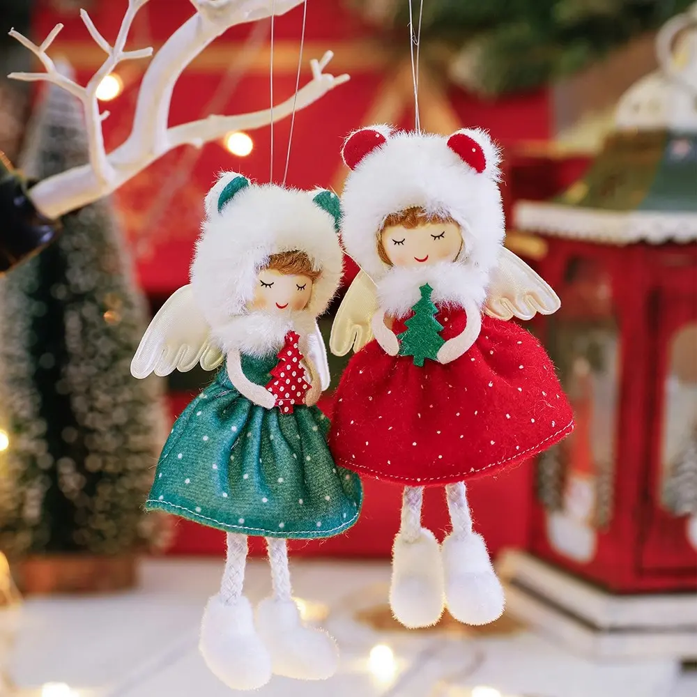 2 Pcs Christmas Tree Hanging Pendant Angel Girl Doll Pendant Christmas Ornaments - Home & Garden