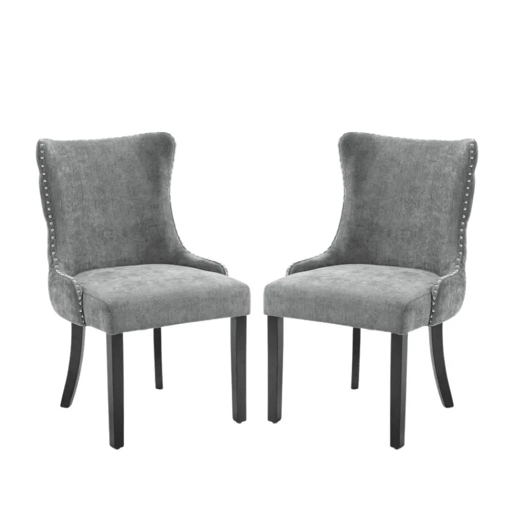 HomeStar Set Of 2 London Velvet Fabric Dining Chair - Grey