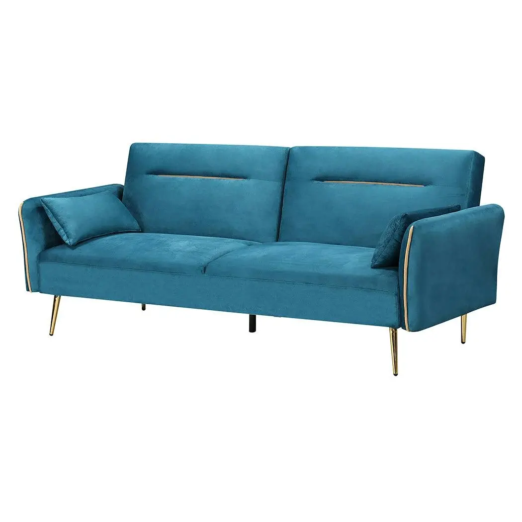 Levede Sofa Bed Convertible Lounge Futon Armrest Couch Velvet 3 Seater Recliner - Furniture