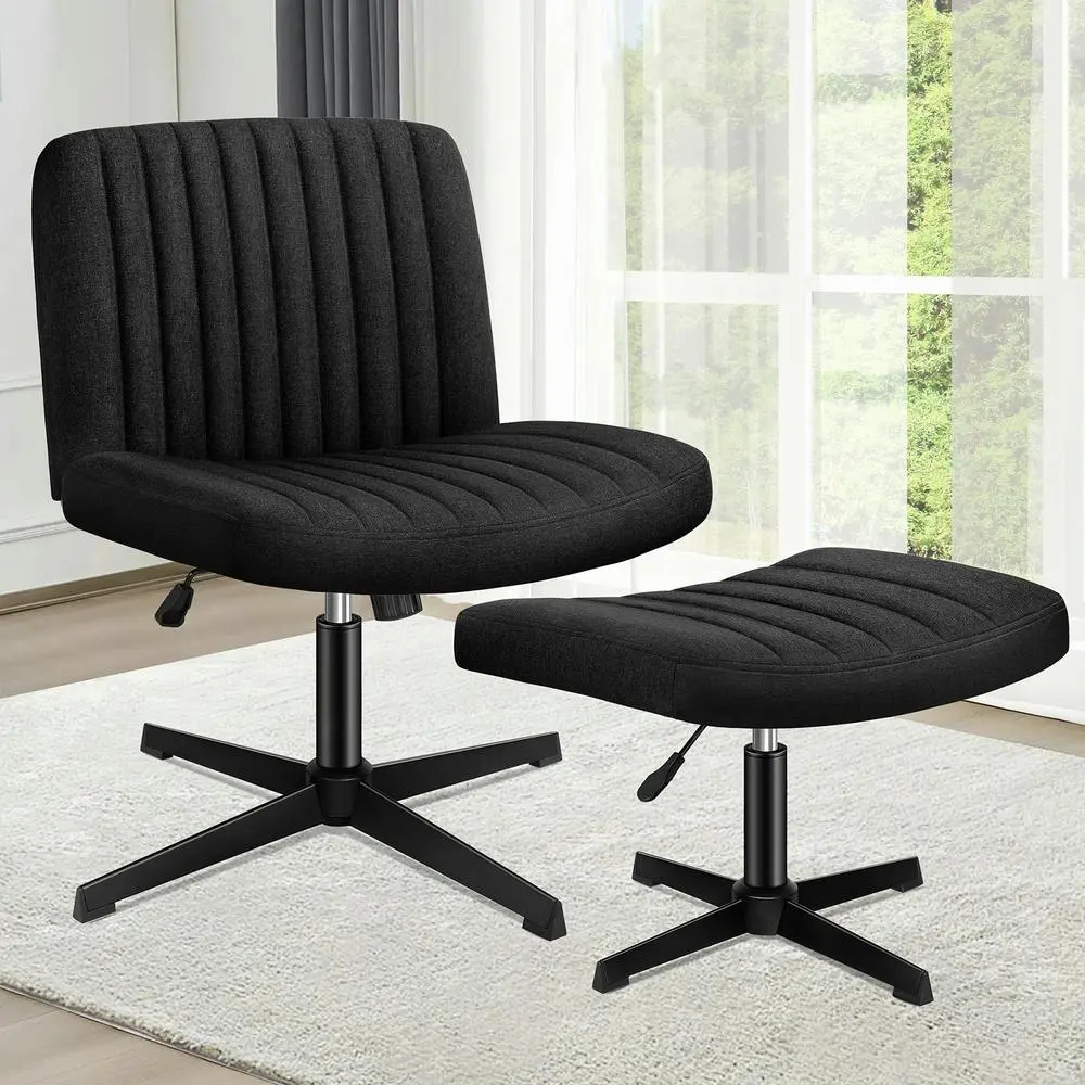 Alfordson Office Chair with Ottoman Fabric Black - Furniture