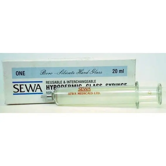 Livingstone Glass Syringe, 20ml, Luer Slip Metal Tip, Concentric Nozzle, Latex Free, Hypoallergenic, Each - Commercial