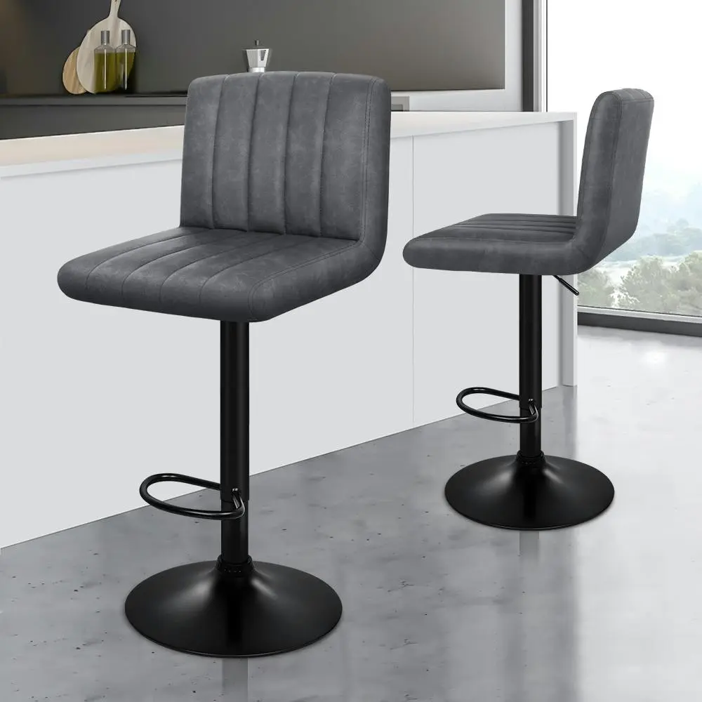 Alfordson Bar Stools Stripe Pattern Stools Grey Macias x2 - Furniture