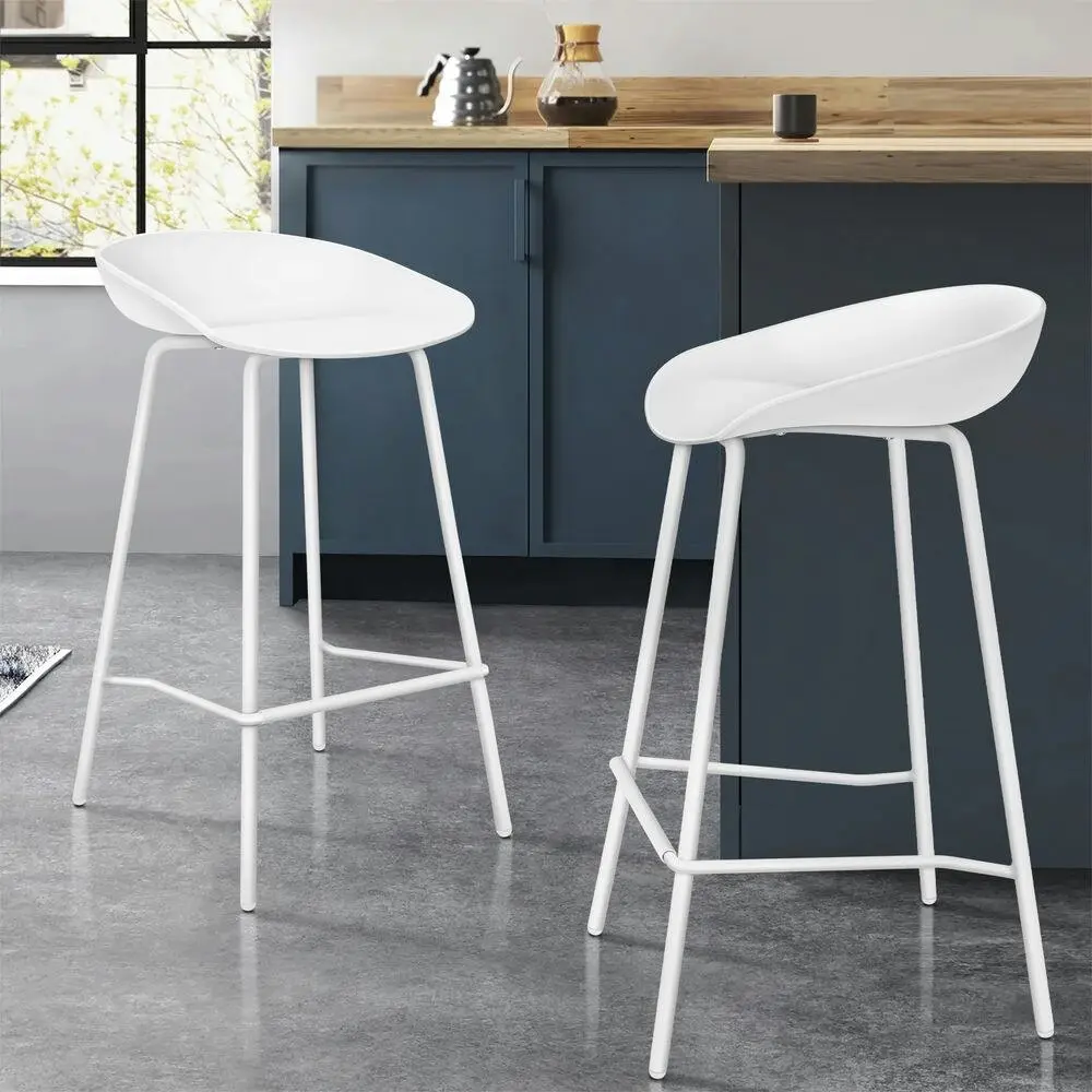 ALFRODSON 4X Bar Stools Metal Finn White - Furniture