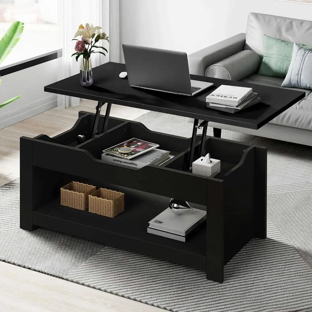 Alfordson Coffee Table Lift Up Top Laptop Desk Black - Furniture