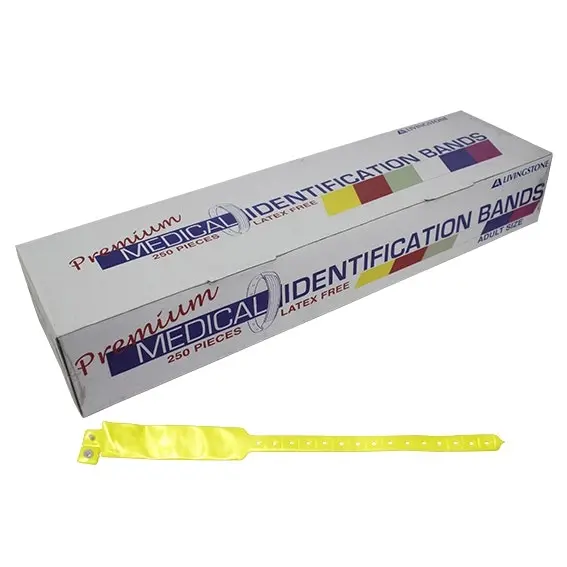 Livingstone Premium Personal Identification ID Bands Adult with Name Card Yellow 250 Box - Commercial
