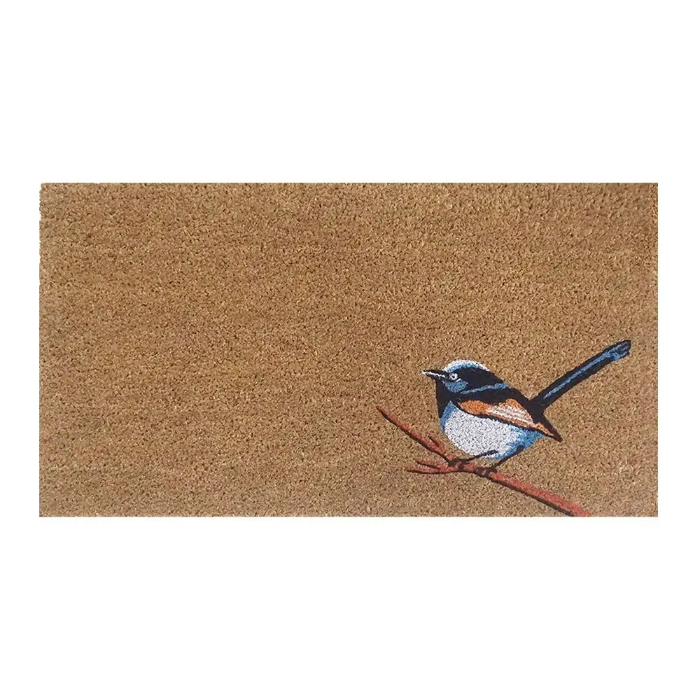 Solemate Latex Backed Coir Blue Wren 45x75cm Slim Outdoor Stylish Doormat - Home & Garden