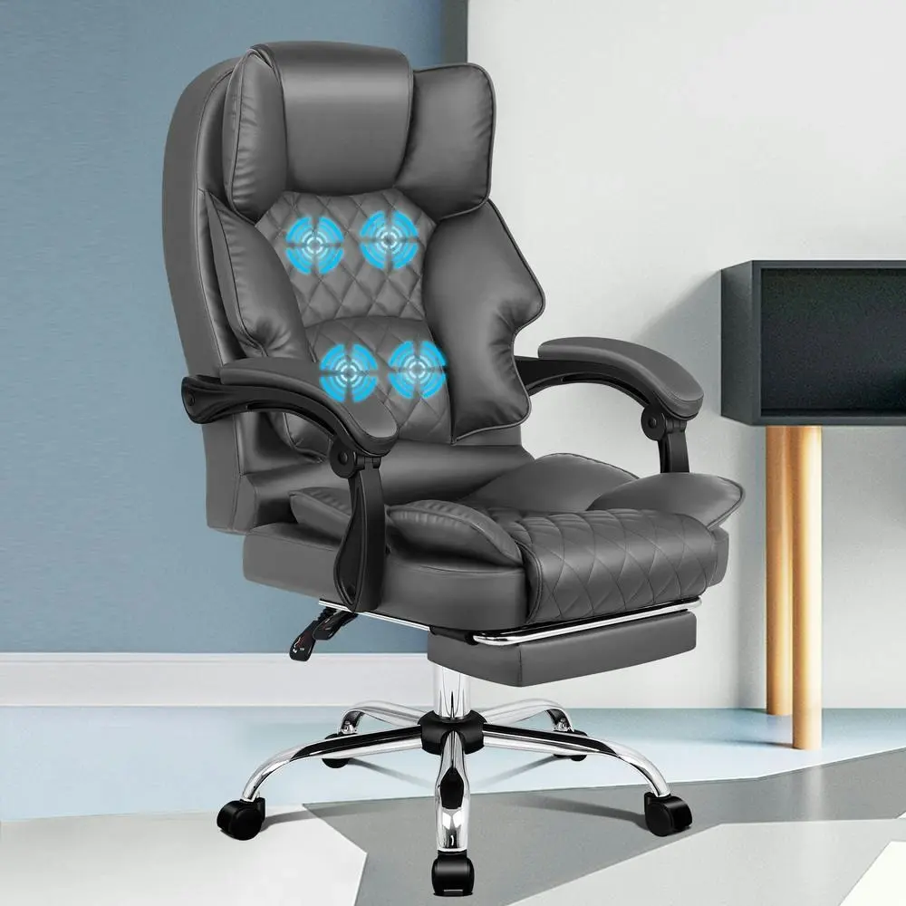 Alfordson Massage Office Chair Executive PU Leather Seat Grey - Furniture