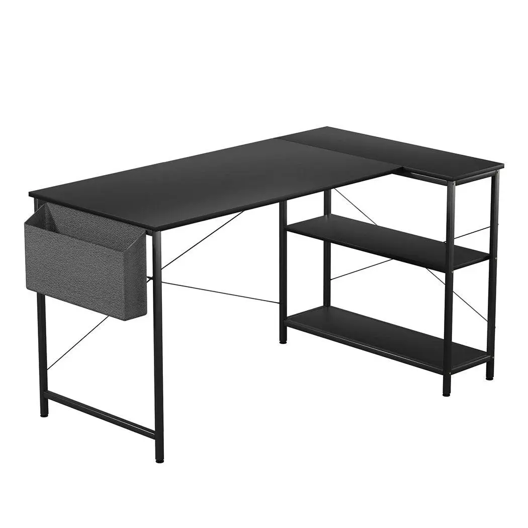 Levede L Shaped 120cm Black Computer Desk Home Office Laptop Table Modern - Furniture