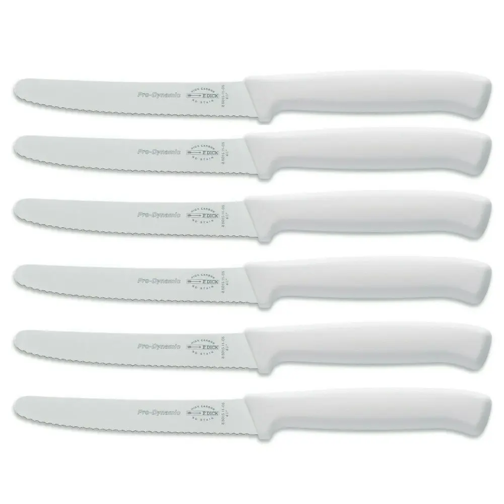 F DICK Fdick Micro Serrated Utility Steak Knives Knife Tomato White X 6 - Home & Garden