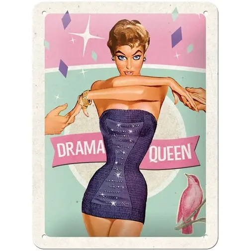 Nostalgic Art 15x20cm Small Wall Hanging Metal Sign Drama Queen Home Cafe Decor - Home & Garden