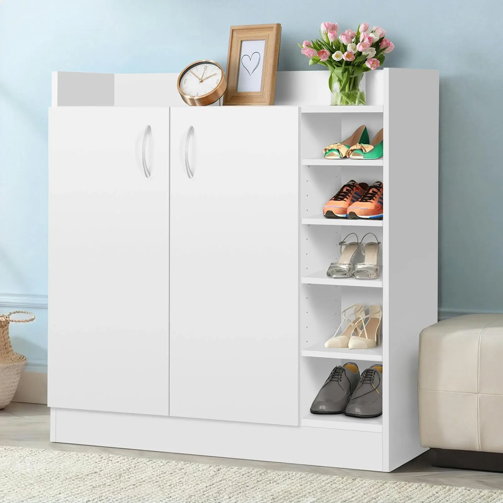 Alfordson Shoe Cabinet Rack 21 Pairs White - Furniture