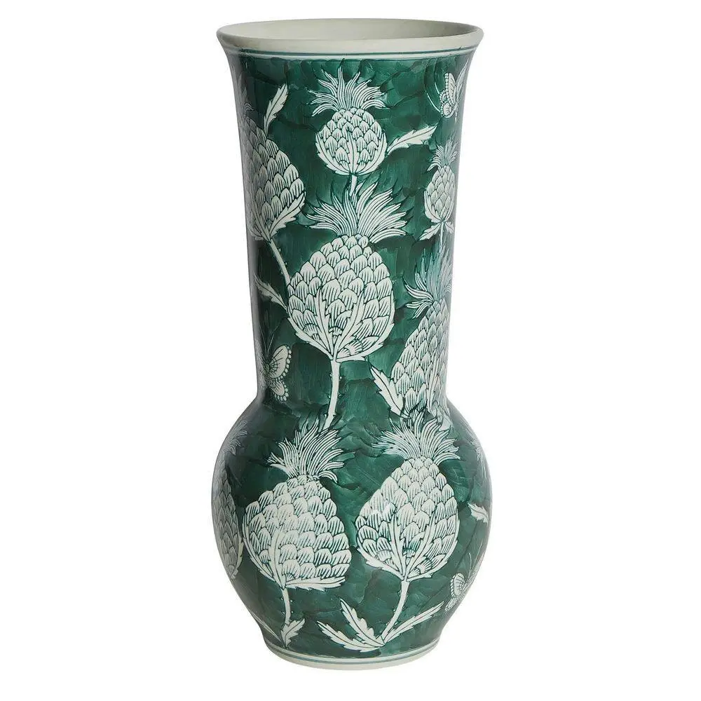 Belle Thistle Porcelain Flower Vase XL 41cm Plant Holder Accent Decor Green - Home & Garden