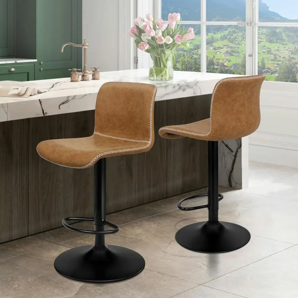 Alfordson Bar Stools Vintage Leather Brown Remy x2 - Shop Dining Chairs & Bar Stools