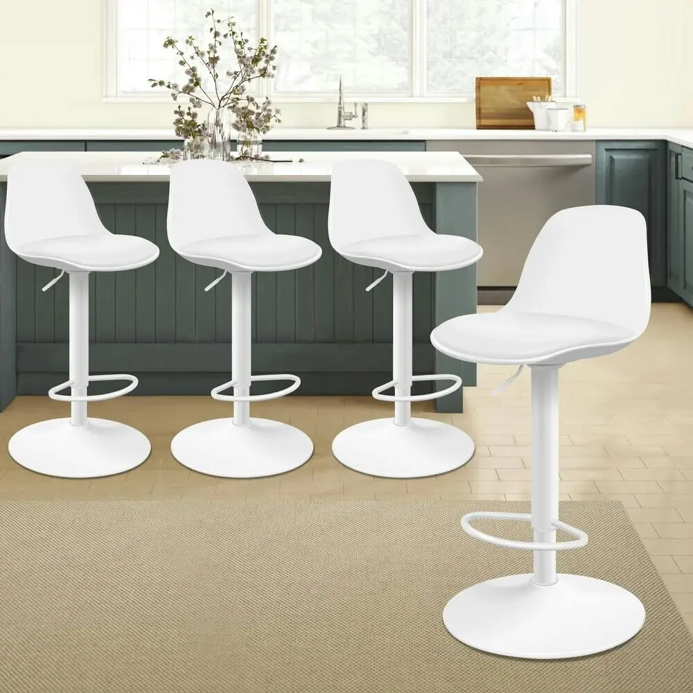 Alfordson 4x Bar Stools Kitchen Swivel Chair Leather Gas Lift White - Shop Dining Chairs & Bar Stools