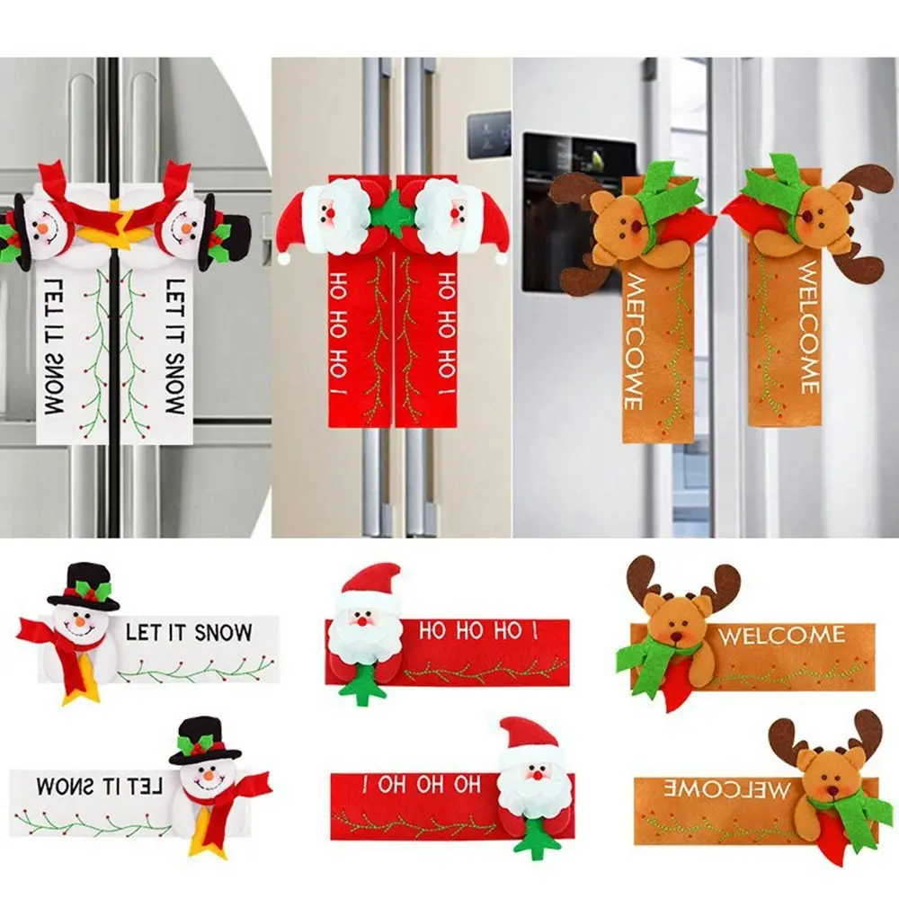 3 Pair Christmas Refrigerator Handle Covers Set Microwave Oven Handle Protector - Home & Garden