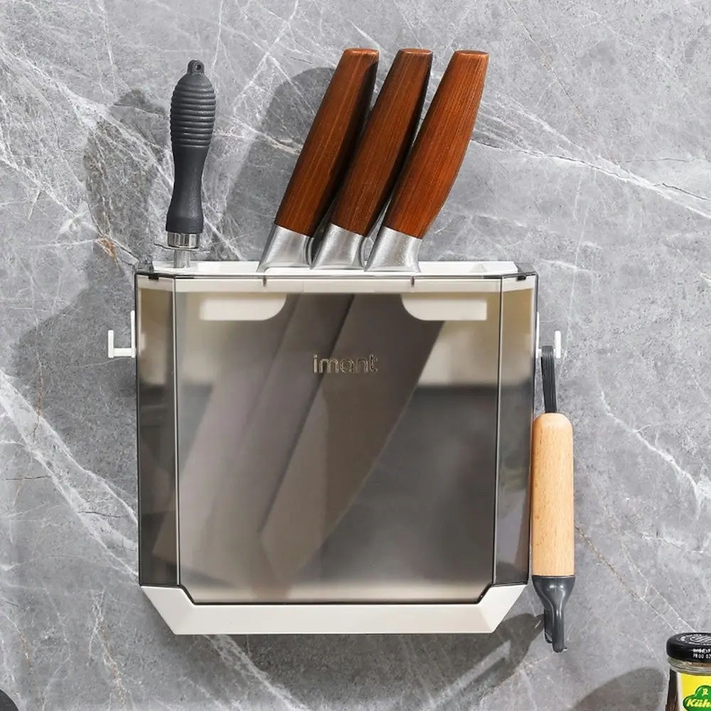 Plastic Kitchen Knife Storage Block Wall Mounted Knife Holder Storage Rack - Home & Garden