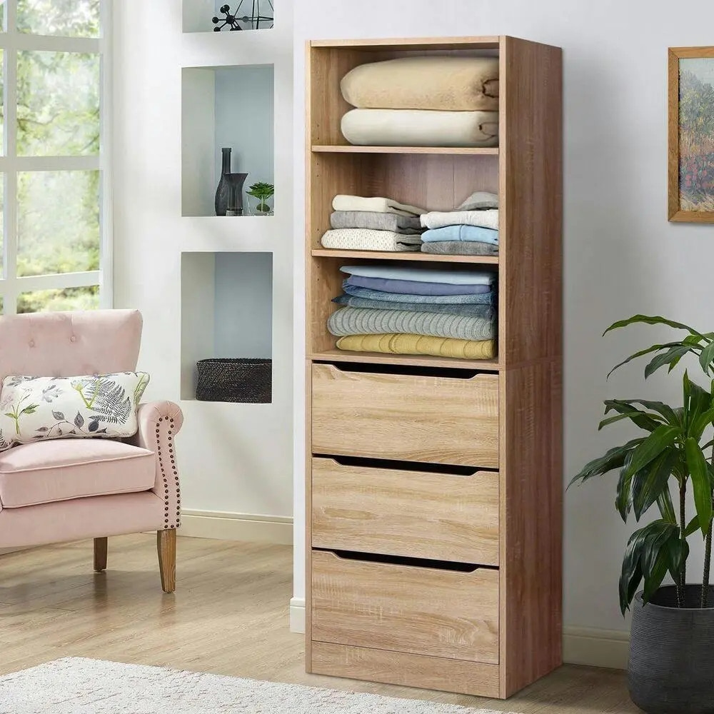 Alfordson Wardrobe Clothes Storage Cabinet Wood - Furniture