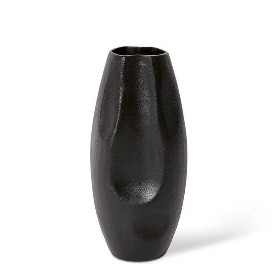 E Style 29cm Aluminium Wrigley Plant/Flower Vase Tabletop Home Decor Black - Home & Garden