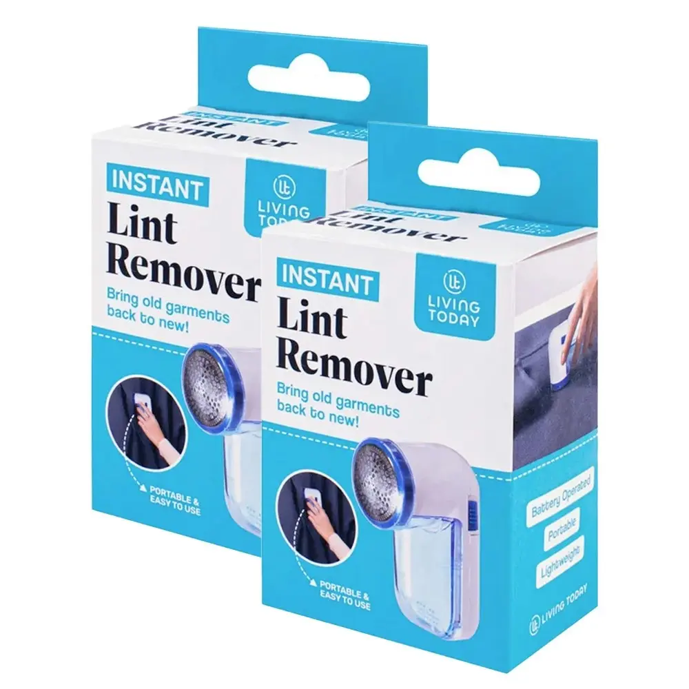 2x Living Today Battery Operated Instant Clothing Lint Remover 9.8x4.5x7cm - Home & Garden