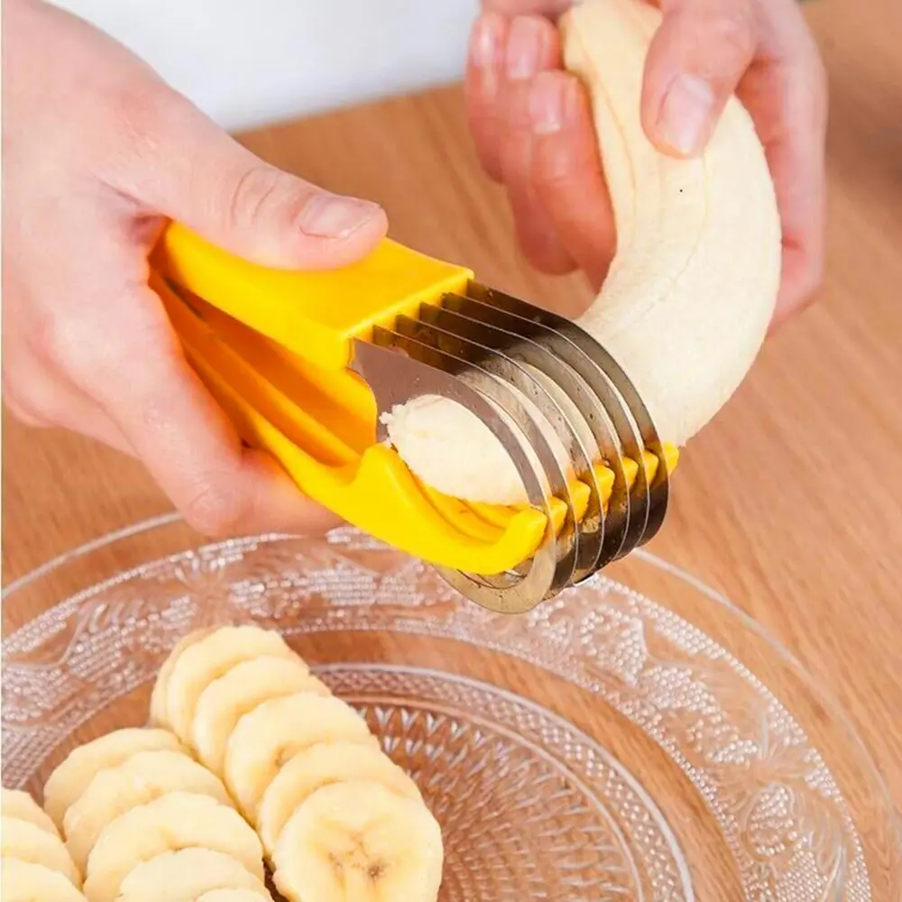 2 Pack Banana Slicer Kitchen Tools Fruit Salad Peeler Cutter Vegetable Chopper - Home & Garden