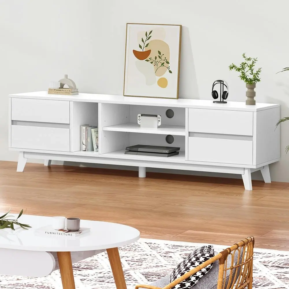 Alfordson Entertainment Unit TV Cabinet Stand 180cm White - Furniture