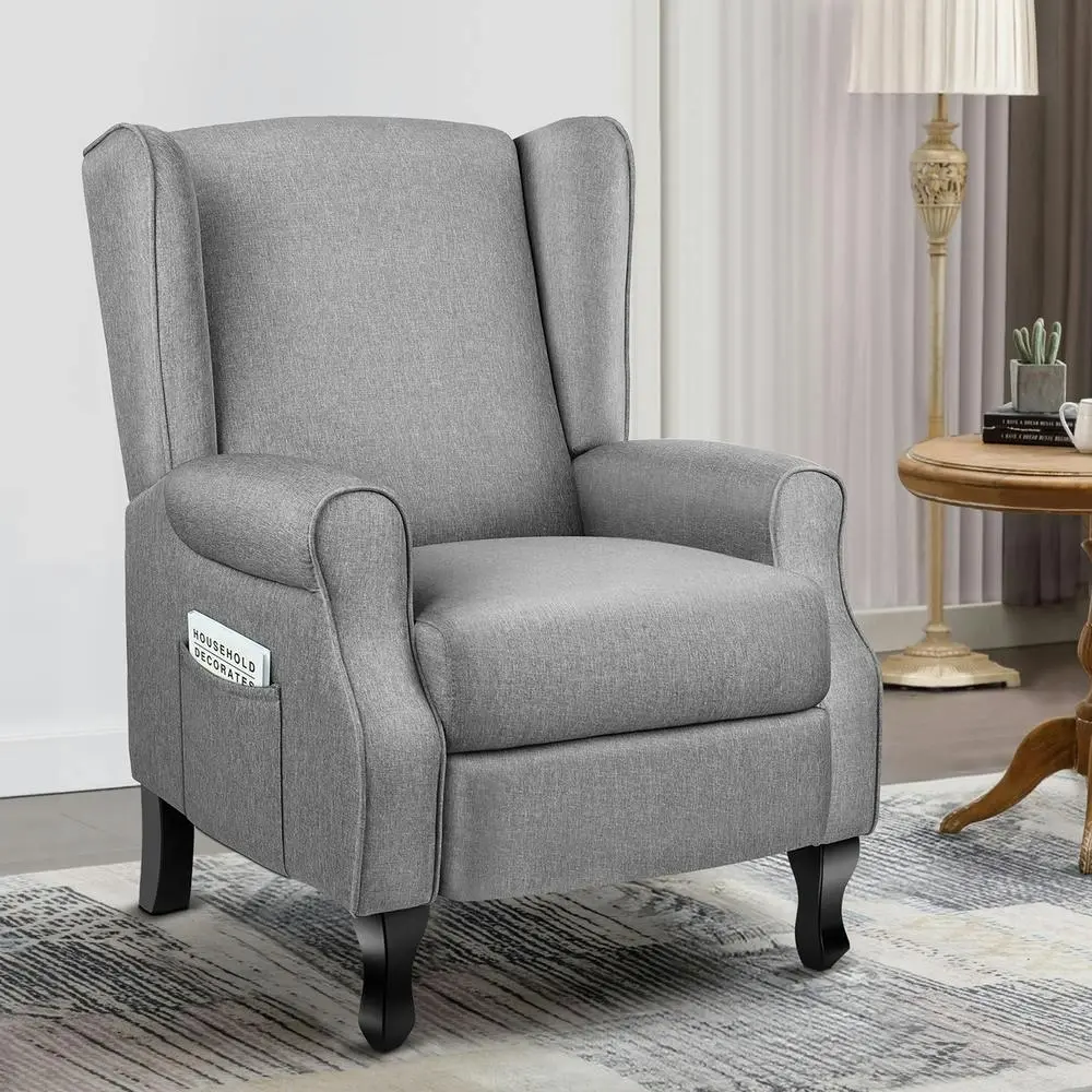 Alfordson Recliner Chair Armchair Accent Lounge Sofa Single Couch Fabric Grey - Over 40% off Living Room Furniture
