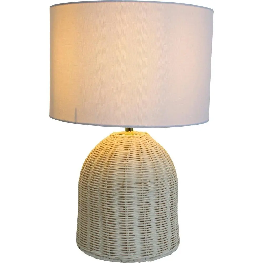 LVD Linen/Rattan Lamp Coastal Room Decor Tabletop Desk Light 46cm Natural - Home & Garden