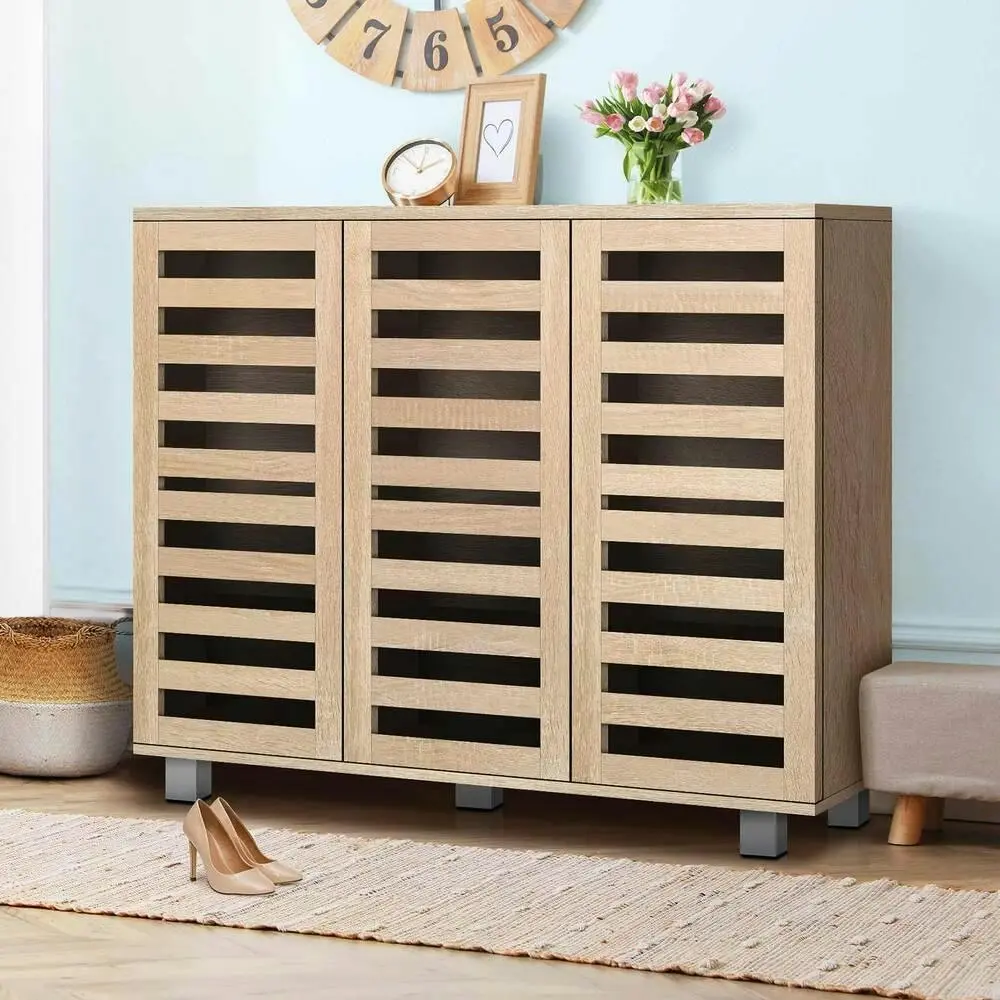 Alfordson Shoe Cabinet Rack 30 Pairs Oak - Furniture