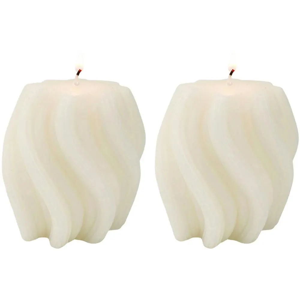 2x Urban Swirl 8cm Vanilla Scented Candle Home Fragrance Tabletop Decor Cream - Home & Garden