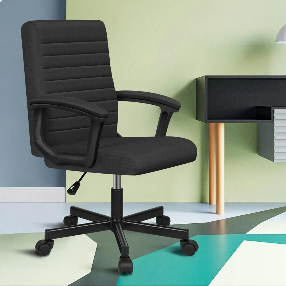 Alfordson Office Chair Executive Mid Back Fabric Black - Save up to 70% Off Office Furniture Specials