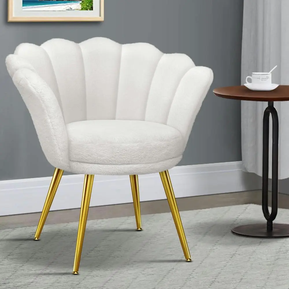 Alfordson Armchair Accent Chair Faux Fur Seat White - Over 40% off Living Room Furniture