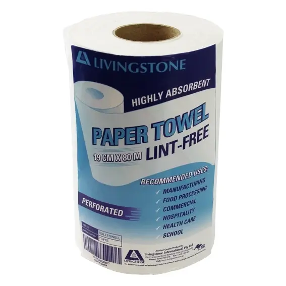 Livingstone Paper Towel Biodegradable 19cm x 80m Perforated White 16 Carton - Commercial