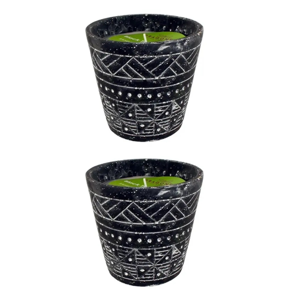2x Dragonfly Black Terracotta Citronella 13cm Wax Candle Home Fragrance Decor - Home & Garden